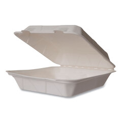 VEGWARE Nourish Molded Fiber Takeout Containers, Compostable, 9 x 9 x 3, White, Sugarcane, 200/Carton