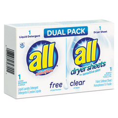 Vend Rite Free Clear HE Liquid Laundry Detergent/Dryer Sheet Dual Vend Pack, 100/Ctn