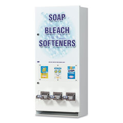 Vend Rite Coin-Operated Soap Vender, 3-Column, 16.25 x 9.5 x 37.75, White/Blue