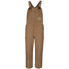 Bulwark Men's Heavyweight Fire Resistant Brown Duck Bib Overall with Knee Zip
