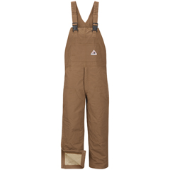 Bulwark Men's Heavyweight Fire Resistant Insulated Brown Duck  Bib Overall with Knee Zip