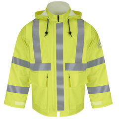 Bulwark Men's Fire Resistant Hi-Visibility Rain Jacket with Hood