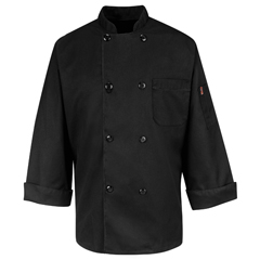 Chef Designs Eight Pearl Button Black Chef Coat