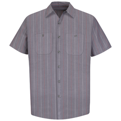 VFISP24CR-SS-L - Red Kap - Mens Short Sleeve Industrial Stripe Work Shirt