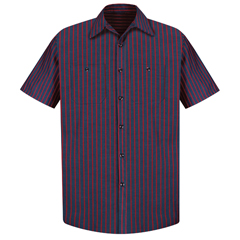 VFISP24RN-SS-M - Red Kap - Mens Short Sleeve Industrial Stripe Work Shirt