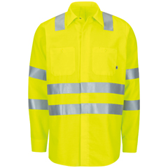 Red Kap Long Sleeve Hi-Visibility Ripstop Work Shirt with MIMIX™ + OilBlok, Type R Class 3