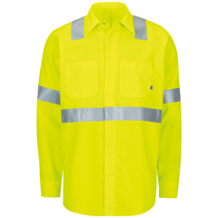 Red Kap Long Sleeve Hi-Visibility Ripstop Work Shirt with MIMIX™ + OilBlok, Type R Class 2
