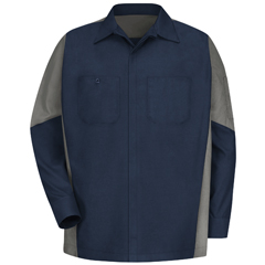 VFISY10NG-RG-3XL - Red Kap - Mens Long Sleeve Two-Tone Crew Shirt