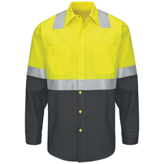 VFISY14YC-LN-XL - Red Kap - Hi-Visibility Long Sleeve Colorblock Ripstop Work Shirt - Type R, Class 3