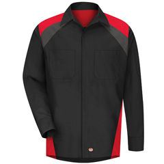 VFISY18TR-RG-XL - Red Kap - Mens Long Sleeve Tri-Color Shop Shirt