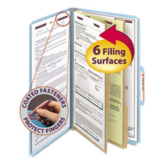 SMD19030 - Smead™ Six-Section Colored Pressboard Top Tab Classification Folders with SafeSHIELD® Coated Fasteners