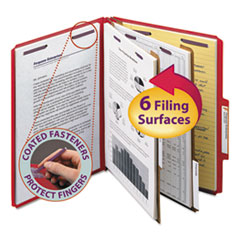 SMD14031 - Smead™ Six-Section Colored Pressboard Top Tab Classification Folders with SafeSHIELD® Coated Fasteners