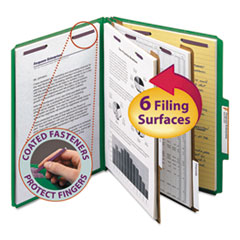 SMD14033 - Smead™ Six-Section Colored Pressboard Top Tab Classification Folders with SafeSHIELD® Coated Fasteners