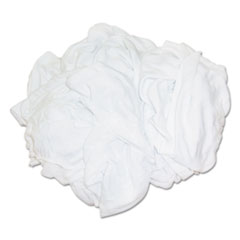 Hospeco New Bleached White T-Shirt Rags, Multi-Fabric, 25 lb Polybag