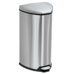 Safco Step-On Receptacle, 7 gal, Stainless Steel, Chrome/Black