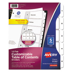 AVE11130 - Avery® Customizable Table of Contents Ready Index® Black & White Dividers with Printable Section Titles