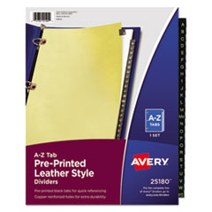 AVE25180 - Avery® Preprinted Black Leather Tab Dividers with Copper Reinforced Holes