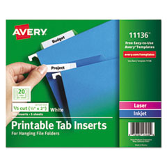 AVE11136 - Avery® Tabs Inserts For Hanging File Folders