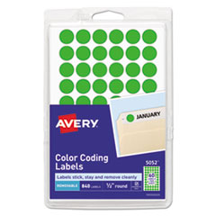 AVE05052 - Avery® Handwrite Only Self-Adhesive Removable Round Color-Coding Labels
