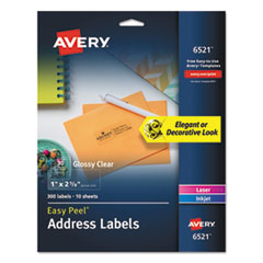 AVE6521 - Avery® Glossy Clear Easy Peel® Mailing Labels with Sure Feed® Technology