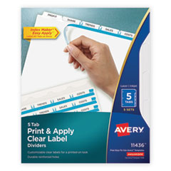 AVE11436 - Avery® Print & Apply Index Maker® Clear Label Dividers with Easy Apply Printable Label Strip and White Tabs