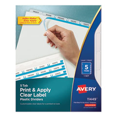 AVE11449 - Avery® Print & Apply Index Maker® Clear Label Plastic Dividers with Easy Apply Printable Label Strip