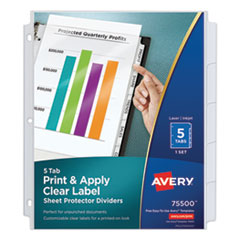 AVE75500 - Avery® Print & Apply Index Maker® Clear Label Sheet Protector Dividers with White Tabs