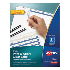 AVE11442 - Avery® Print & Apply Index Maker® Clear Label Unpunched Dividers with Easy Apply Printable Label Strip for Binding Systems