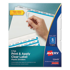 AVE12449 - Avery® Print & Apply Index Maker® Clear Label Plastic Dividers with Easy Apply Printable Label Strip
