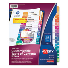 AVE11143 - Avery® Customizable Table of Contents Ready Index® Multicolor Dividers with Printable Section Titles