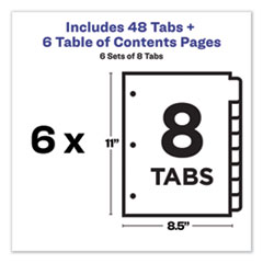 AVE11186 - Avery® Customizable Table of Contents Ready Index® Multicolor Dividers with Printable Section Titles