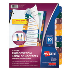 AVE11818 - Avery® Customizable Table of Contents Ready Index® Plastic Multicolor Dividers with Printable Section Titles