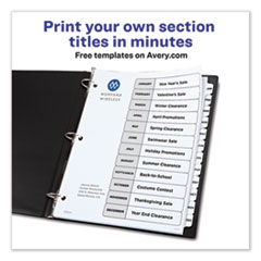 AVE11126 - Avery® Customizable Table of Contents Ready Index® Black & White Dividers with Printable Section Titles