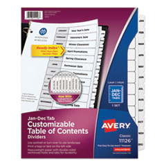 AVE11126 - Avery® Customizable Table of Contents Ready Index® Black & White Dividers with Printable Section Titles
