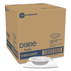 Dixie Basic 12-oz Wrapped Light-Weight Paper Bowls by GP PRO (Georgia-Pacific), White, Individually Wrapped, DBB12WR1, 500 Bowls Per Case