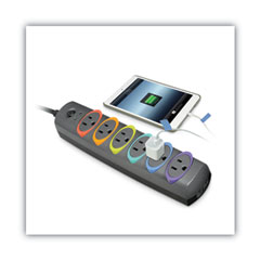 KMW62146 - Kensington® SmartSockets® Color-Coded Six-Outlet Strip Surge Protector