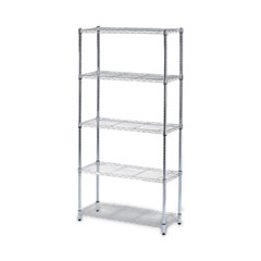 Alera 5-Shelf Wire Shelving Kit with Casters and Shelf Liners, 36w