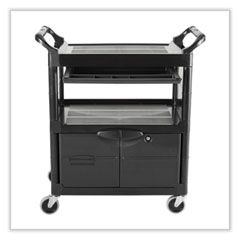 RCP345700BLA - Rubbermaid® Commercial Utility Cart with Locking Doors