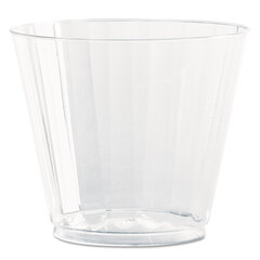 WNA Classic Crystal Plastic Tumblers, 9 oz, Clear, Fluted, Squat, 20/Pack, 12 Packs/Carton