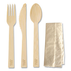 World Centric Bamboo Cutlery, Knife/Fork/Spoon/Napkin, 6.7
