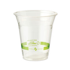 World Centric PLA Clear Cold Cups, 12 oz, Clear, 1,000/Carton