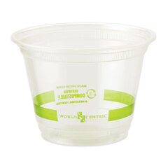 World Centric PLA Clear Cold Cups, 9 oz, Clear, 1,000/Carton