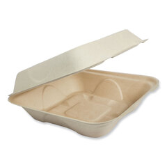 World Centric Fiber Hinged Containers, 1-Compartment, 7 x 8.3 x 3.2, Natural, Paper, 300/Carton