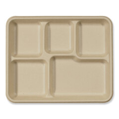 World Centric Fiber Trays, 5-Compartment, 8.5 x 10.24 x 1.01, Natural, Paper, 400/Carton