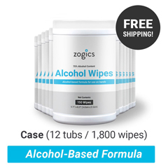 ZOGZALC150-12 - Zogics - 75% Alcohol Sanitizing Wipes (Canister)