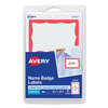 Avery Avery® Red Border Removable Adhesive Print or Write Name Badge Labels AVE 5143