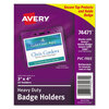 Avery Avery® Heavy-Duty Top Load Name Badge Holders AVE 74471