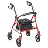 Drive Medical Four Wheel Rollator Rolling Walker with Fold Up Removable Back Support DRV10257RD-1