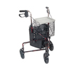 Drive Medical 3 Wheel Flame Red Rollator Walker w/Basket Tray & Pouch 10289RD