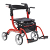 Drive Medical Nitro Duet Dual Function Transport Wheelchair and Rollator Rolling Walker, Red DRV RTL10266DT